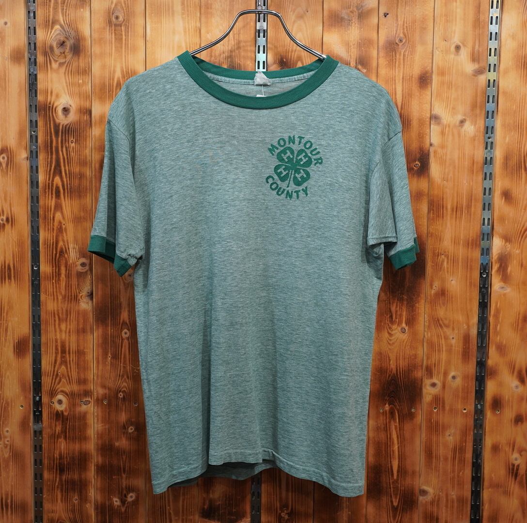 70s80s リンガーTシャツ montour county 緑 M位/ヴィンテージ