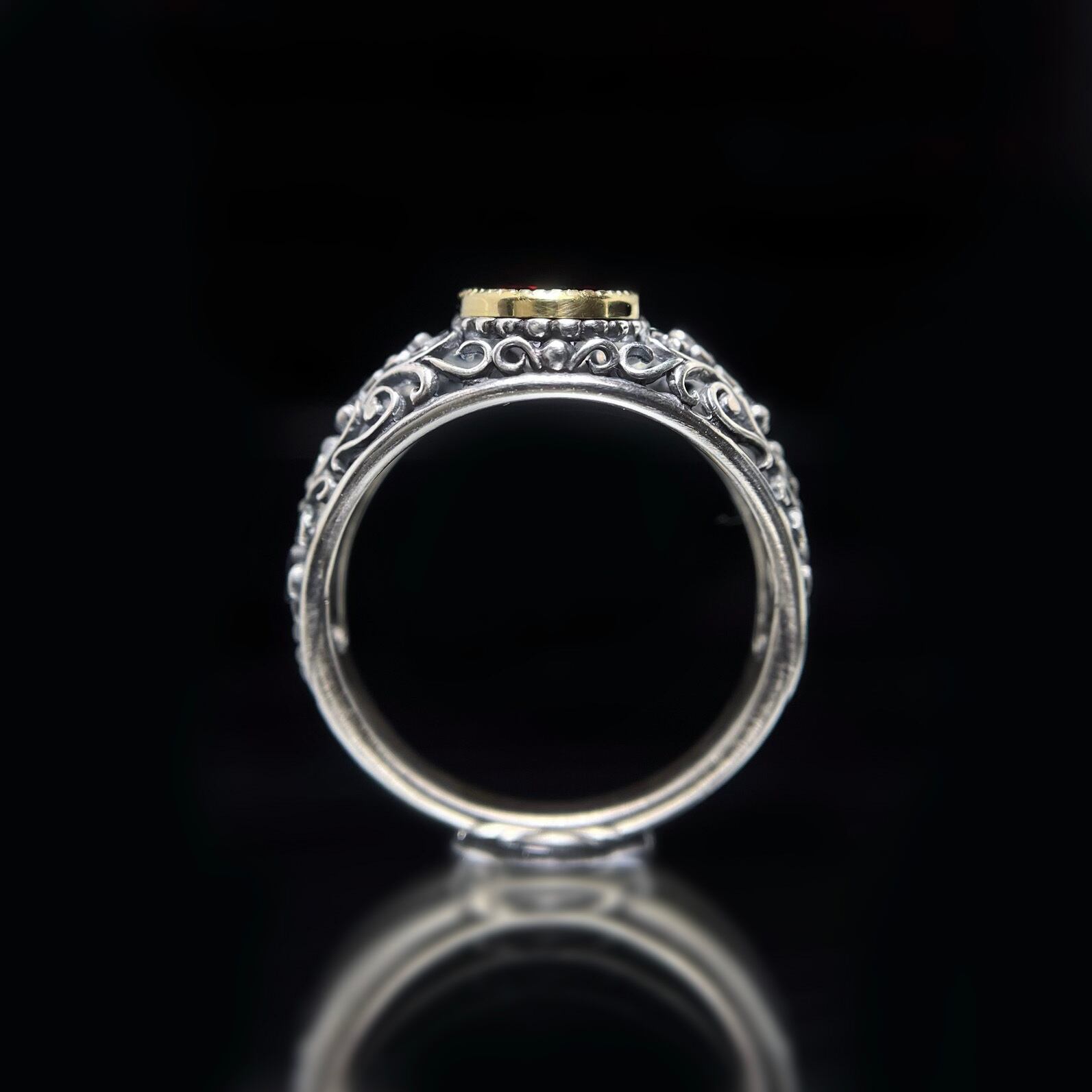 Alice｜アリス リング (K18 ＆ SV925) ガーネット | CheReine