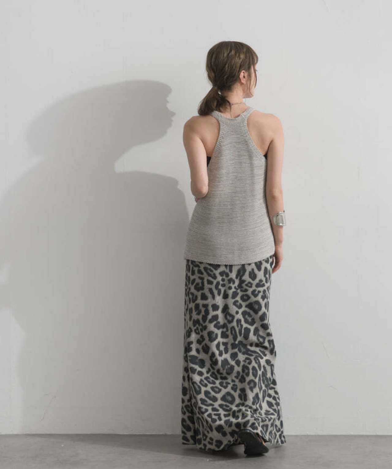 2603007 ドレープネックサマーニットトップス gray