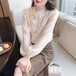 今っぽシアーシャツ 長袖 刺繍シャツ春の長袖トップスバックルフリンジホワイト 韓国 ブラウス レディースファッション オフィス カーディガン