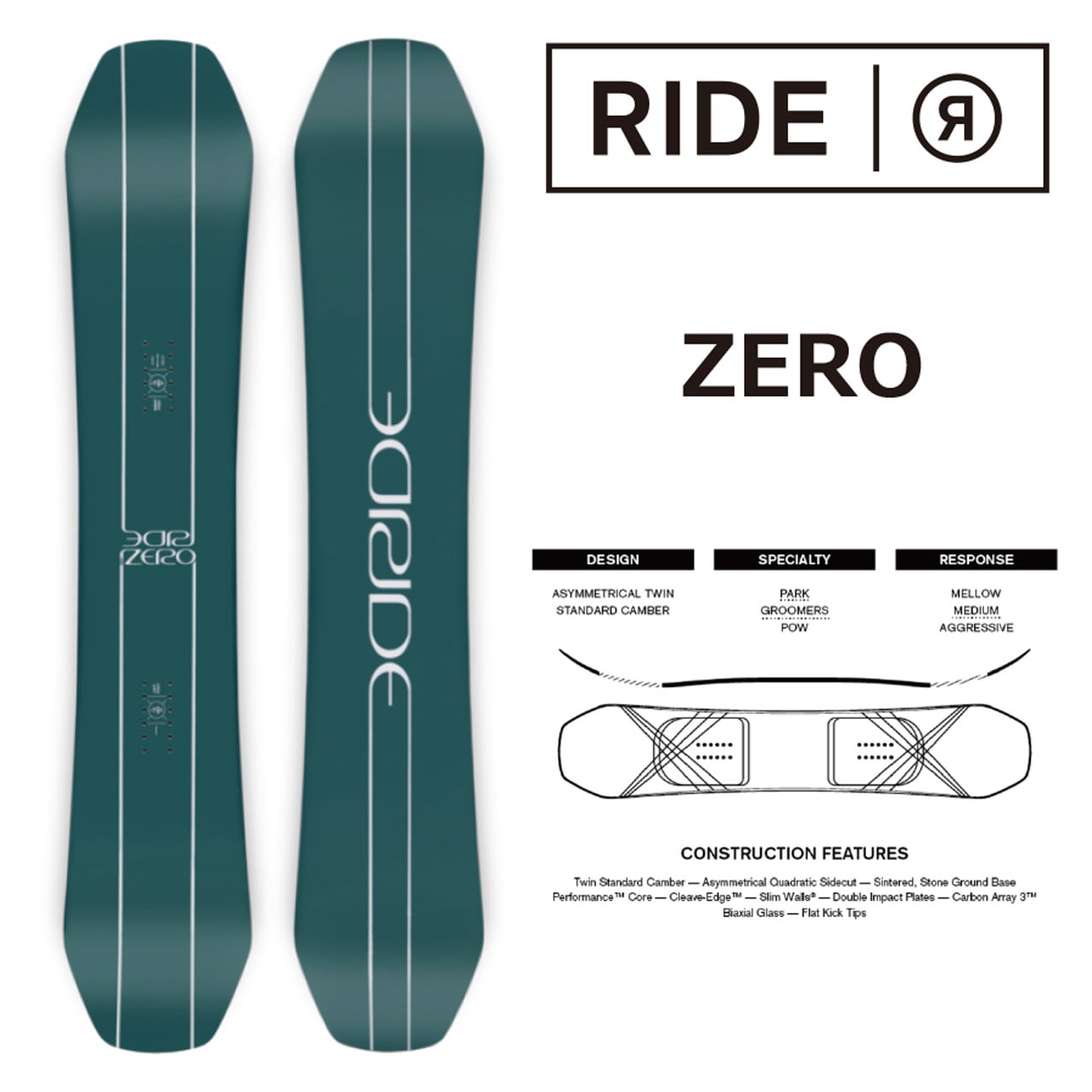 RIDE SNOWBOARD ZERO 22-23 154W 美品