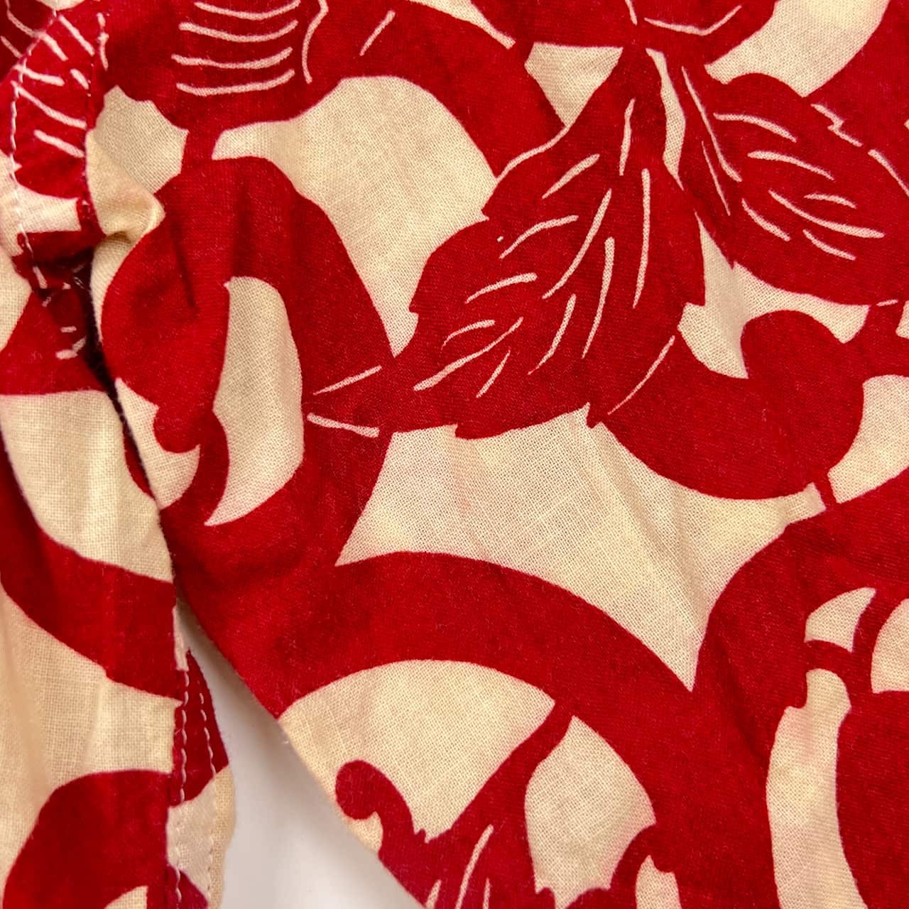 衣 コロモ 花柄 長袖シャツ XL/レッド系 メンズ