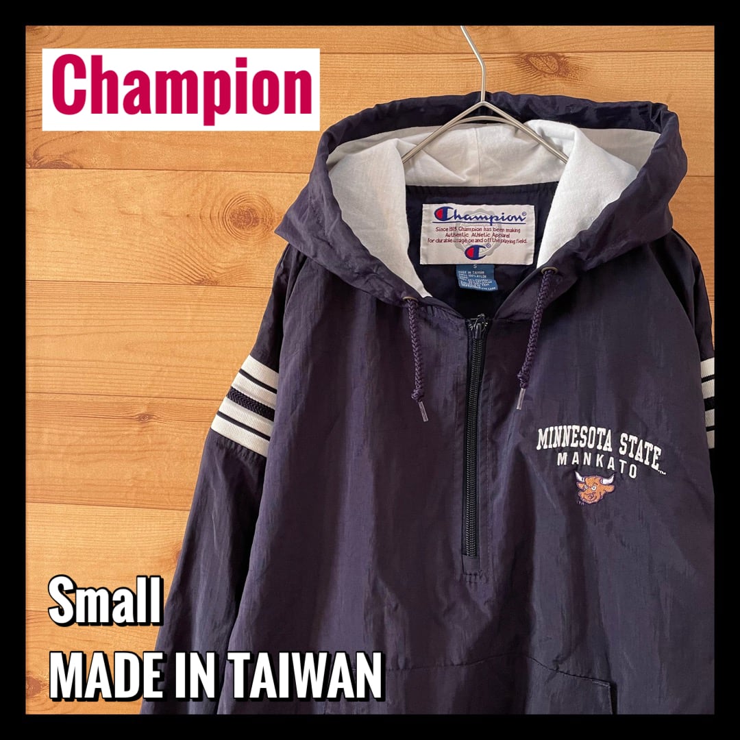 champion】カレッジ ミネソタ大学 ハーフジップ 刺繍ロゴ ナイロン