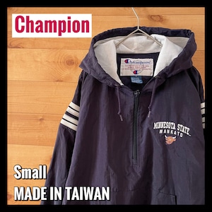 【champion】カレッジ ミネソタ大学 ハーフジップ 刺繍ロゴ ナイロンジャケット フーディ チャンピオン US古着