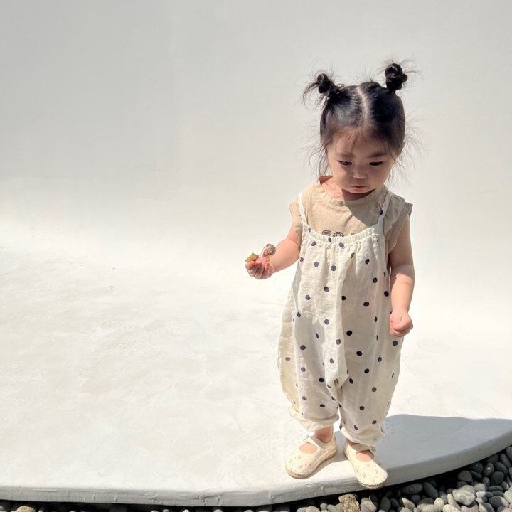 【BABY&KID】秋新作 無地ドット柄サロペット