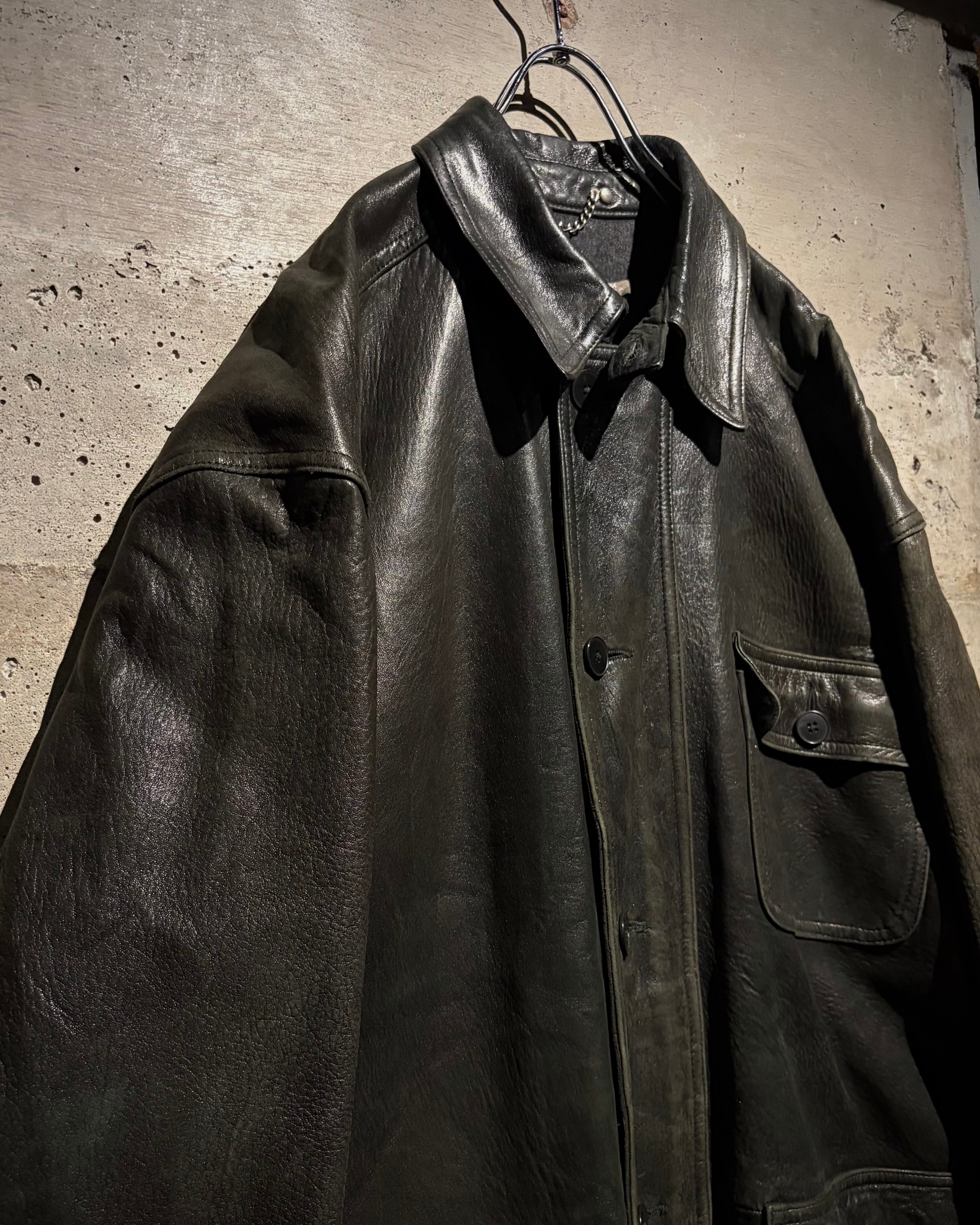 Caka】90's “Calvin Klein” Beautiful Fade Vintage Leather Coverall