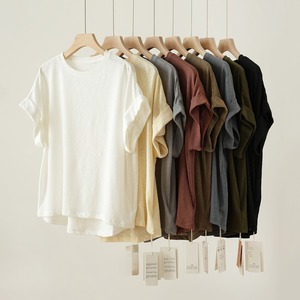 リネン混バットスリーブトップス 7color W01335