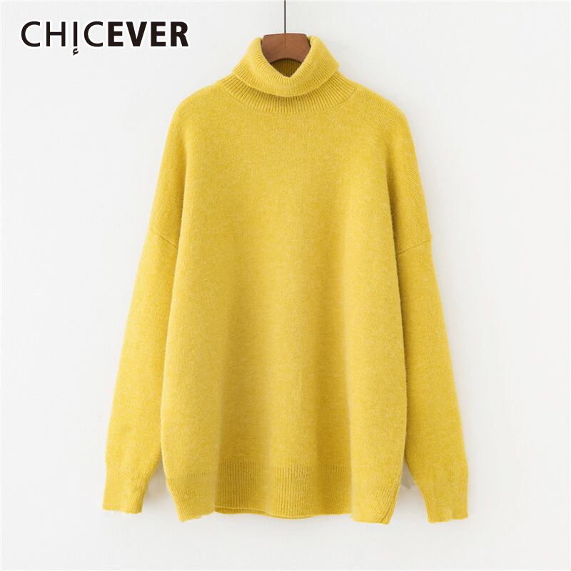 CHICEVER厚手のジャンパーセータータートルネック長袖ルーズビッグサイズプルオーバーセーター女性秋 ロング オータム 秋物 6base512630960685
