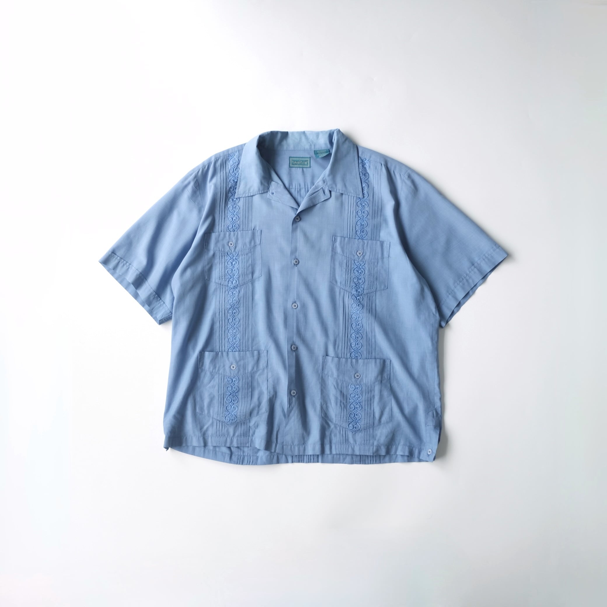 Guayaberas Yucatecas】90's L/S Cuban Shirt White XL Made in Mexico