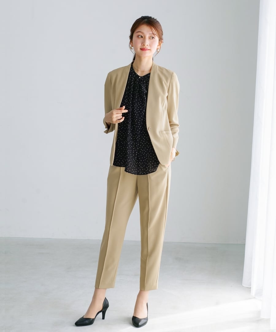 ラクして整うカセット服 】 さらさらオックス・カラーレスジャケット