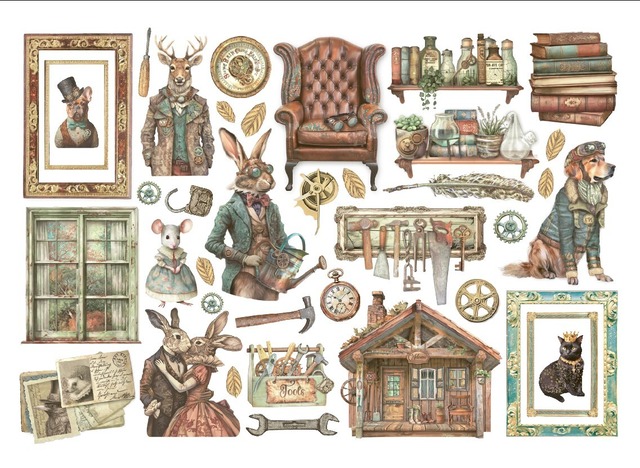 Stamperia Adhesive Paper Cut Outs Ephemera - Alterego　シール状ダイカット素材　DFLCT54【Stamperia（スタンぺリア）】[ST-23m]