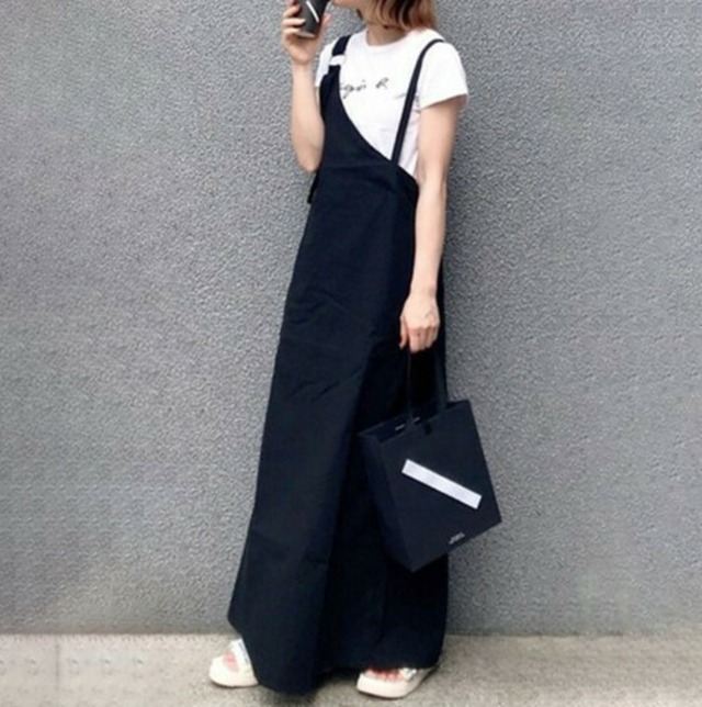 ワンショルダーサロペットスカート ロングスカート ジャンパースカート フレアスカート ワンピース レディース ジャンスカ サロペット ワンピース ワンショルダー カジュアル Torehapi