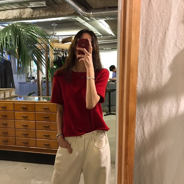 半袖ニットトップス