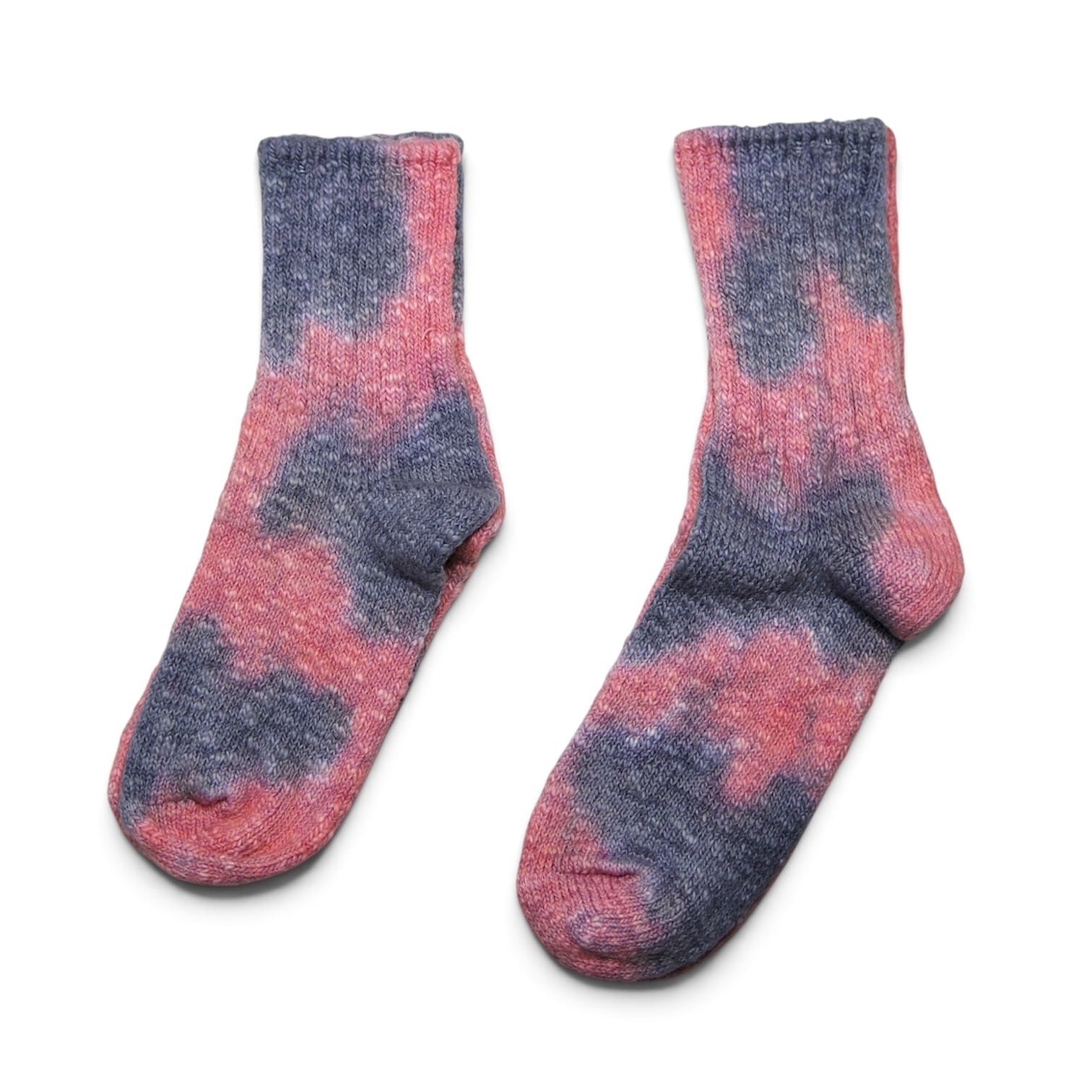 TIE DYE HEMP COTTON SOCKS / タイダイ ヘンプコットン ソックス 23-25cm/25-27cm 《Salmon pink×Gray》