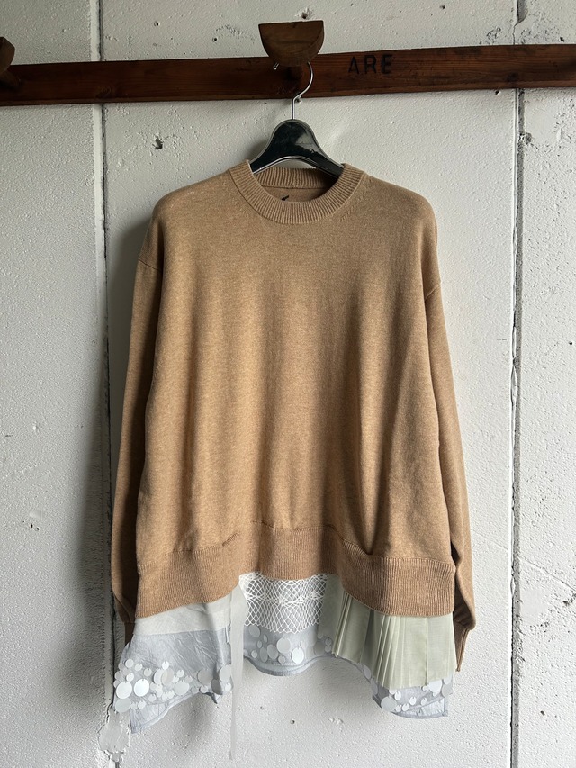 PONTI  cotton cashmere layered hem knit