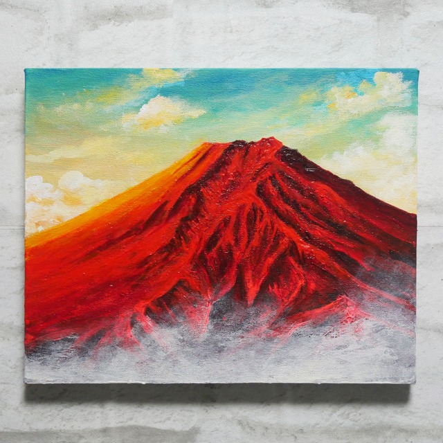 油絵 油彩 油彩画 絵 絵画【富士山と梅の花】 | HIROSHI1990 