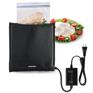 【新着特価】アイリスオーヤマ 低温調理器 袋型 ポケットシェフ 火も水も鍋もいらない 袋に入れるだけ 薄型フィルムヒーター 三層構造加熱 タッチパネル タイマー お手入れ簡単 タイパ 時短 コンパクト PocketChef PLTC-M01AZ-B ブラック