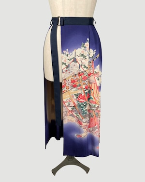 着物重ねスカート(振袖より制作) Kimono Overlay Skirt (Made of Furiesode Kimono)