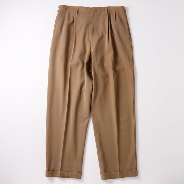 【極美品】50s special vintage pants rayon gabardine trousers beige Made in USA W35 TALON zip mint condition ／50年代 ヴィンテージ パンツ スラックス レーヨン ギャバジン トラウザーズ 実寸W35  2タック USA製 ミントコンディション ベージュ