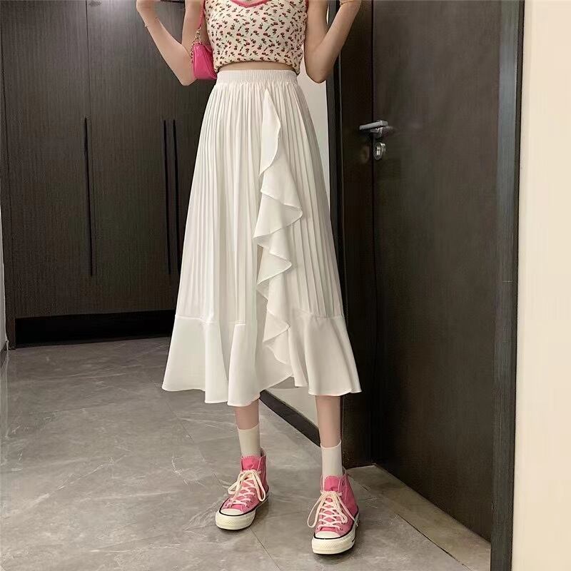 無地プリーツフリルスカート AJ1365-E010