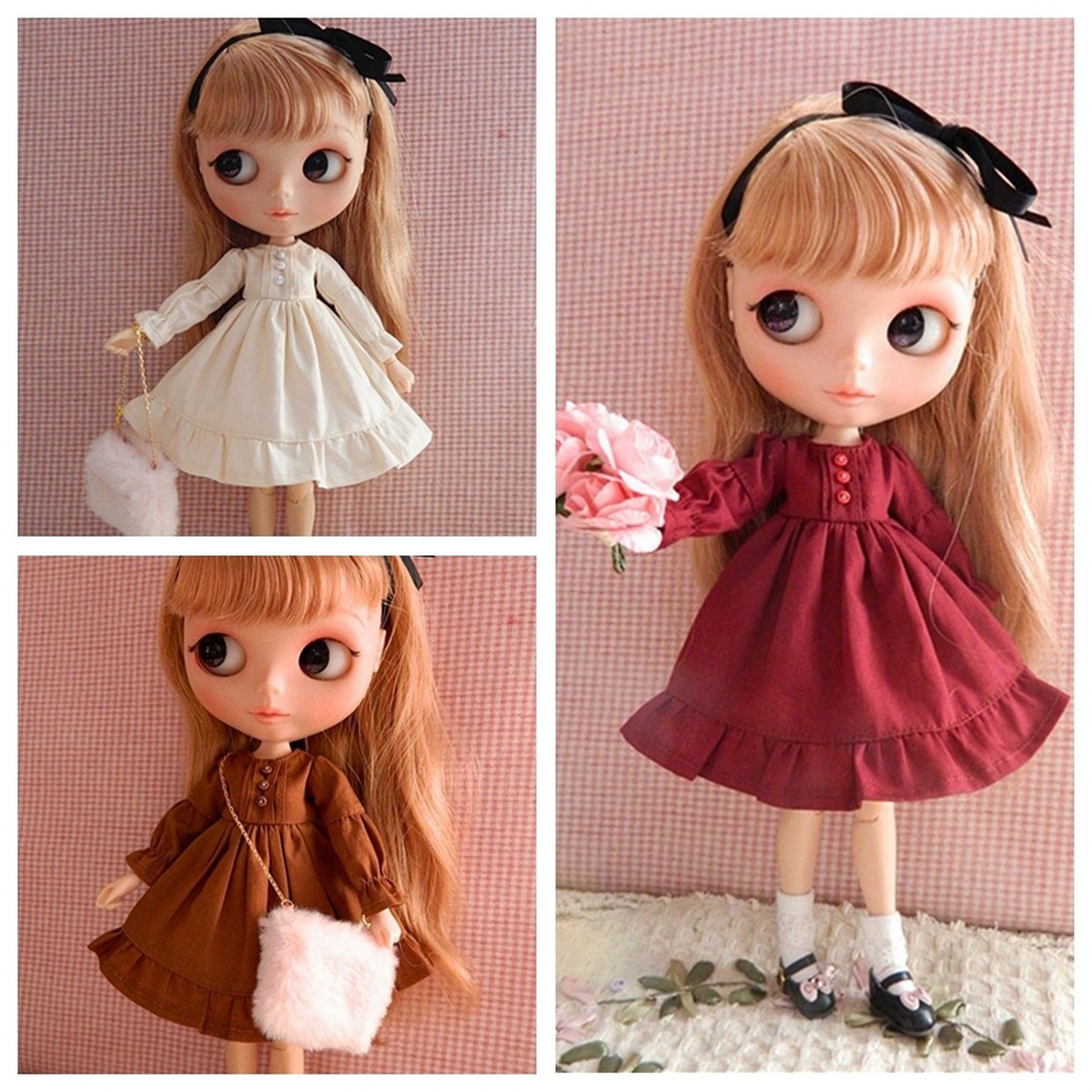 ドール衣装 ワンピース 長袖 人形服 BJD人形 OB24 1/6ドール 30cm 