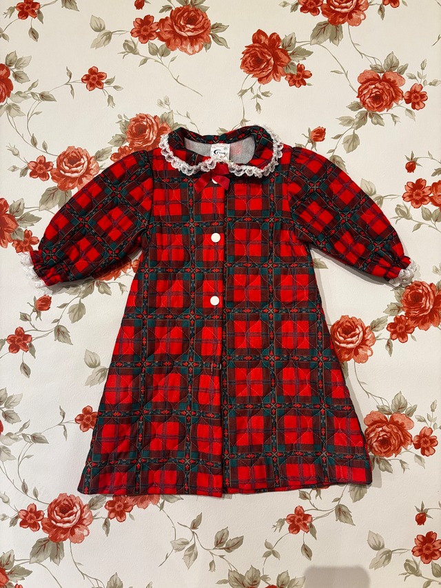 【KIDS vintage】 plaid nightgown coat. about 2