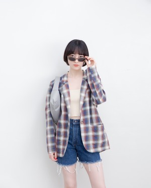 1990s ombre check tailored jacket