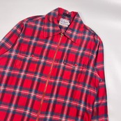 ビンテージ Chipie PRODUCT シピー チェック ジップアップ 長袖 ネルシャツ M/レッド系 メンズ アメカジ ワーク