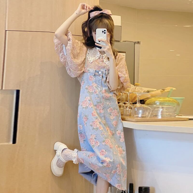 フローラルスカート サマードレス ロング 夏物 花柄 試着室53133434600