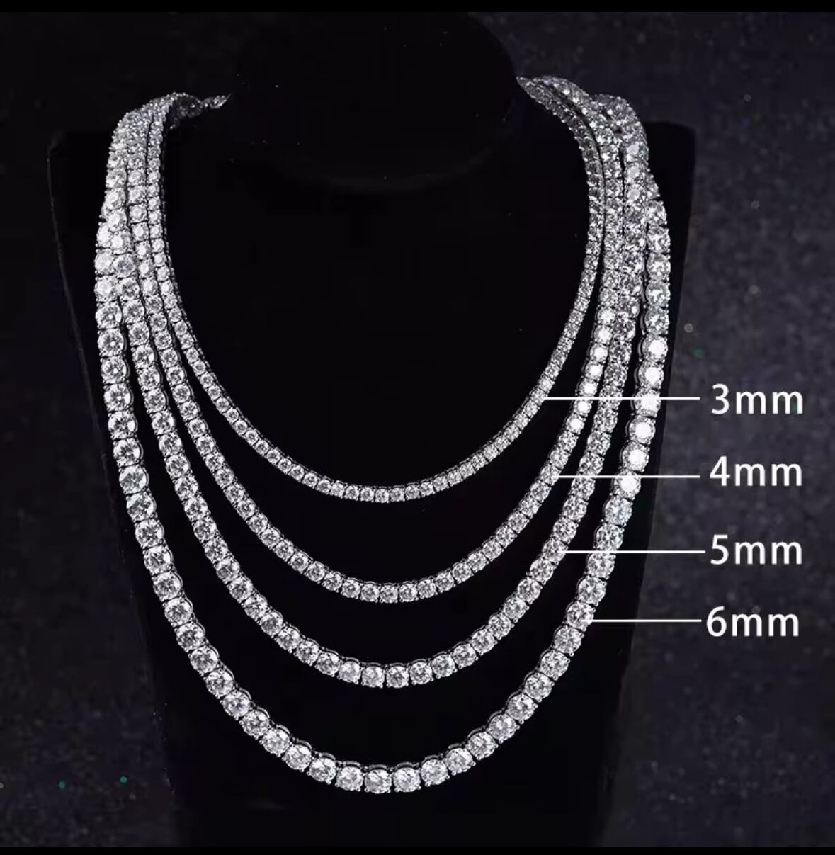 4mmモアサナイトテニスチェーン | Blackrock jewelry