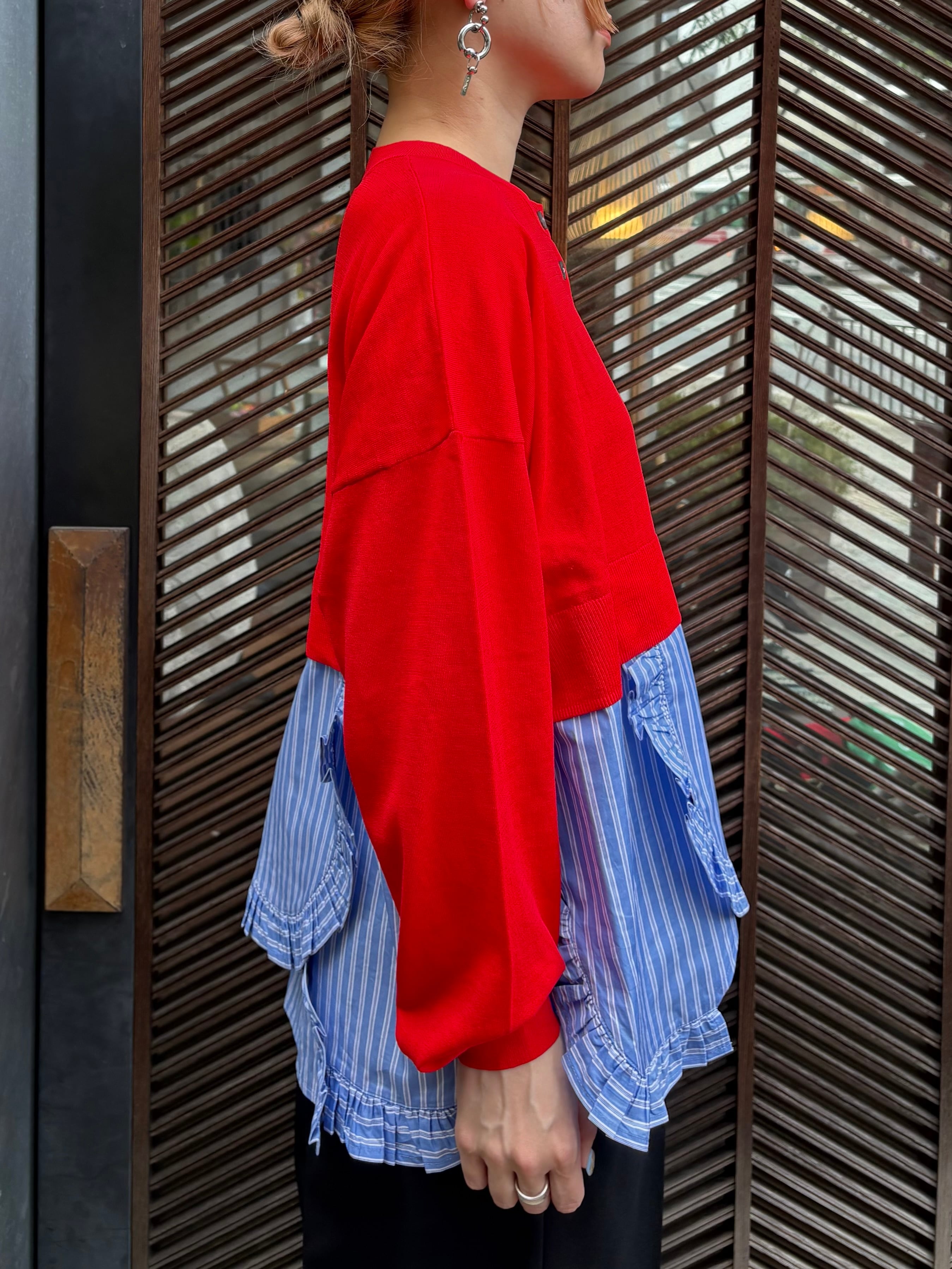 トップス ENFOLD FRILL-BOTTOM CARDIGAN VONIQUE / enfold /FRILL-BOTTOM CARDIGAN (Navy)