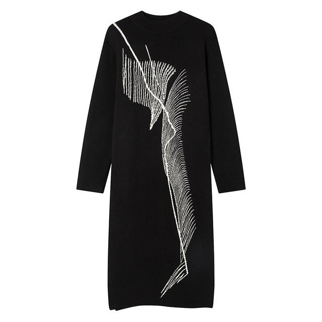Abstract line knit one-piece C1598