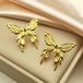 ピアス  蝶 バタフライ ステンレス インセクト ゴールド 昆虫 レディース 豪華 スチール 大 シェイプ