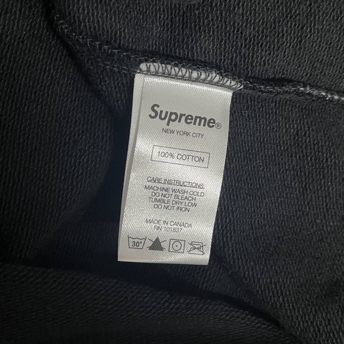 新品タグsupremeパネルlogo加工crewneckトレーナーカナダ製L