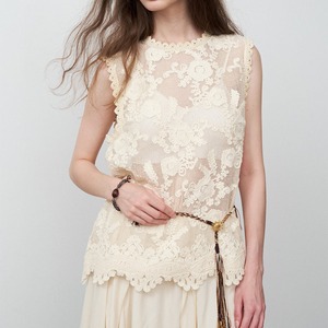 Lace Scallop Sleeveless Top  T4559