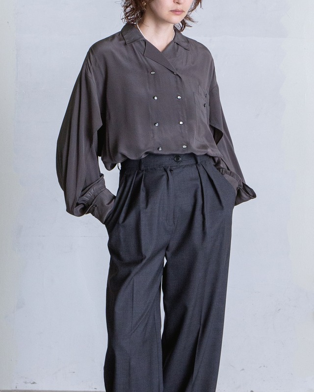 1980-90s layer wide sleeves silk shirt