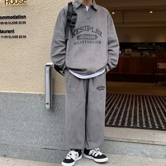 予約販売】メンズ セットアップ 上下 コーデュロイ ブラック ベージュ