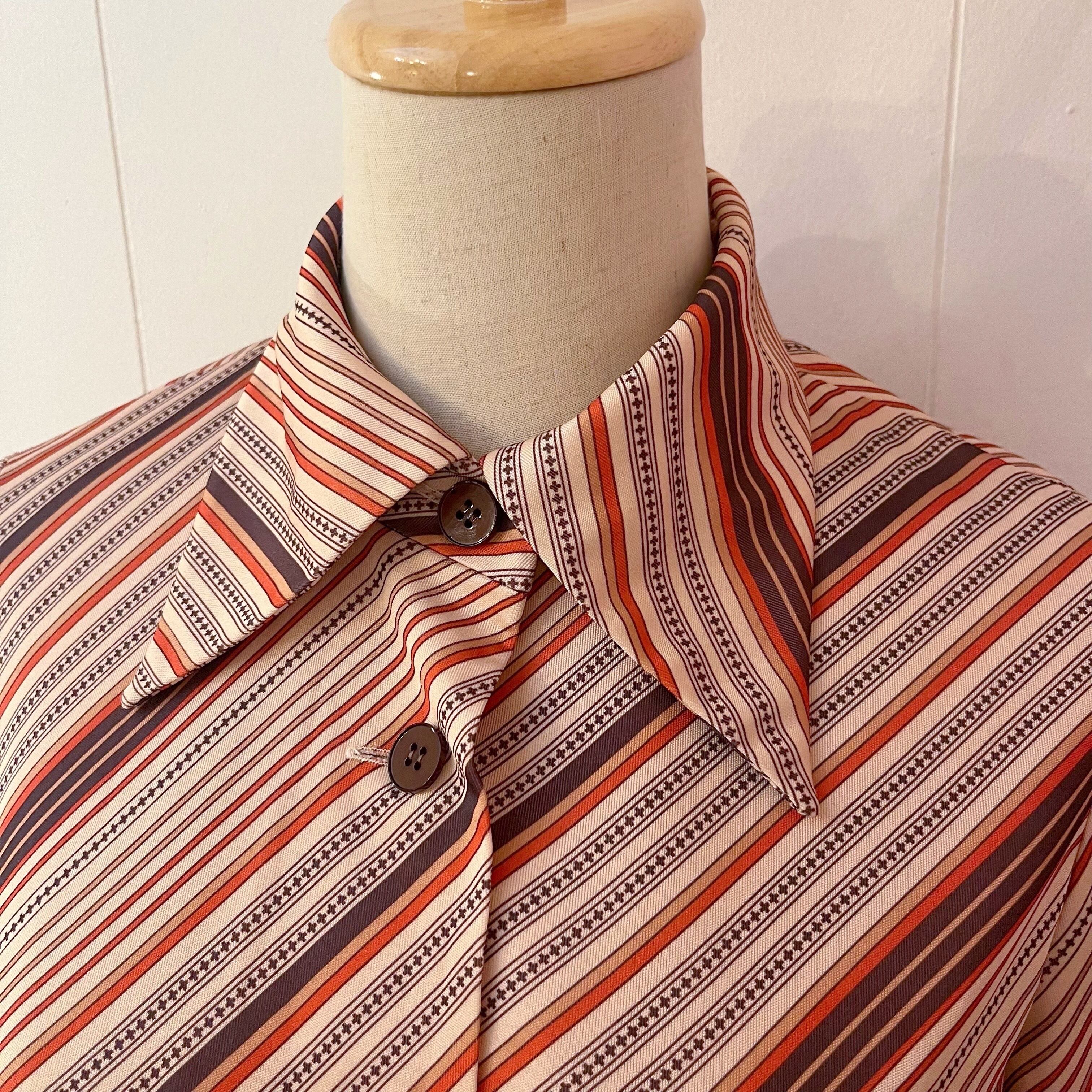 brown orange stripe one-piece