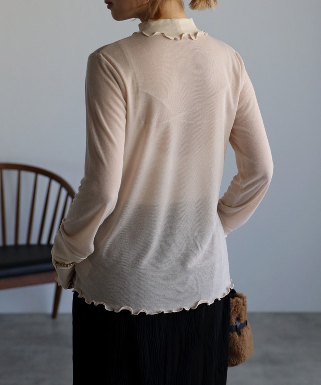 シアー切替メロートップス