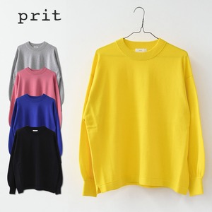 prit [プリット] 32/2ハイツイストコットン12G天竺編みクルーネックプルオーバー [P915102] クルーネックプルオーバー・ニットプルオーバー・ワイドシルエット・無地・LADY'S [2025SS]