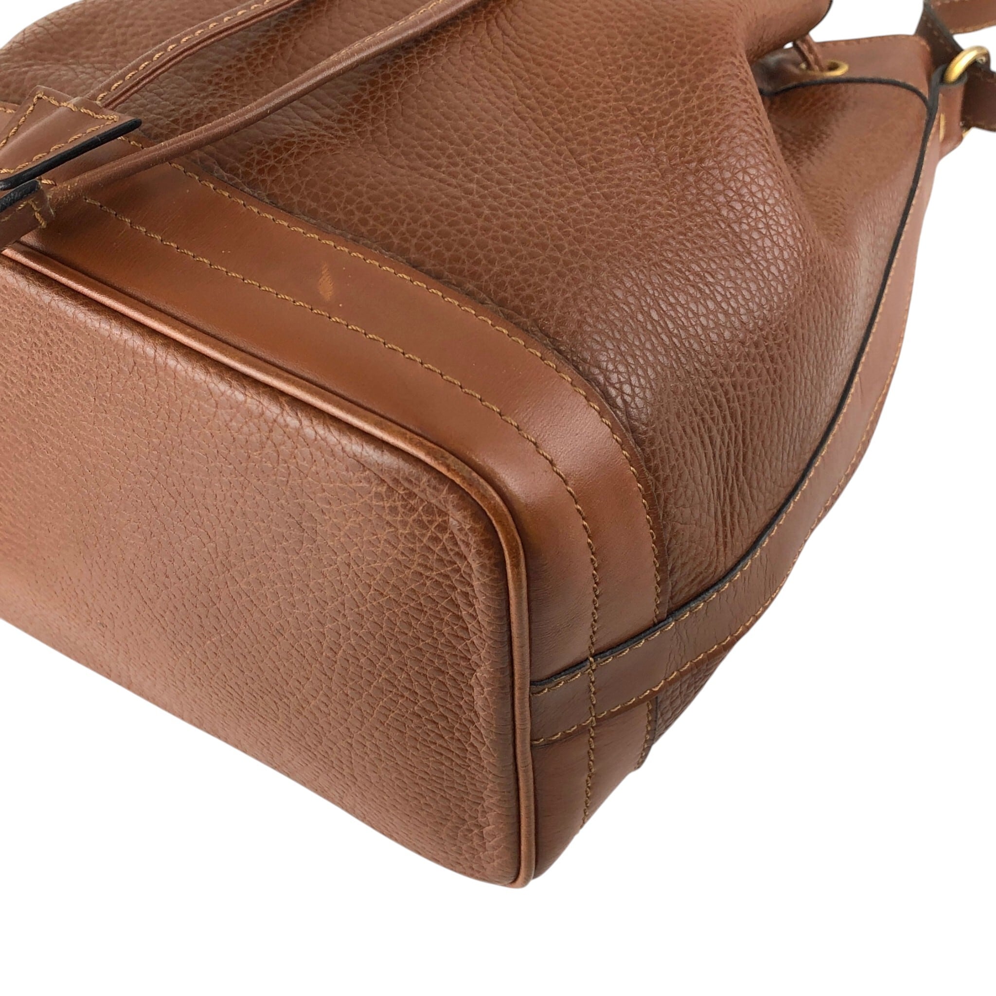 CELINE オールドセリーヌ 巾着 ショルダーバッグ ブラウン ヴィンテージ CELINE セリーヌ ショルダーバッグ ブラウン ガンチーニ レザー 巾着