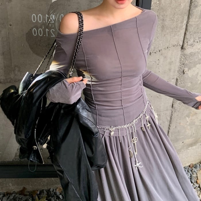 ベルベットフィットトップス＋フレアスカート セットアップ［XS-L  