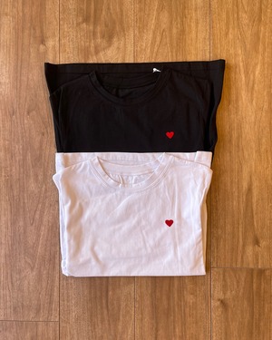 heart embroidery long t-shirt
