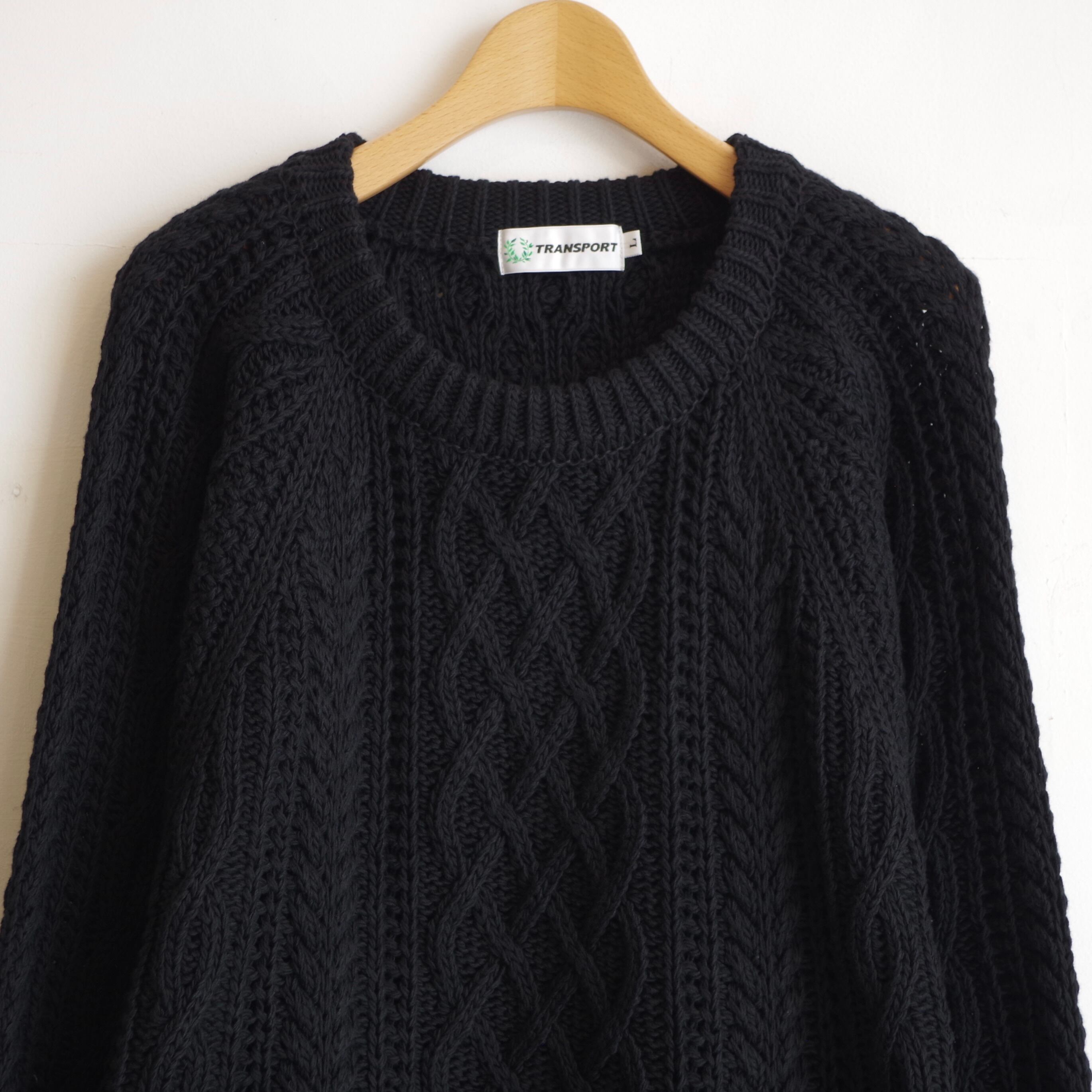 TRANSPORT フィッシャーマンニットL トランスポート フラグメント TRANSPORT FISHERMAN KNIT BLACK | EACHTIME. / EZ DO MARKET