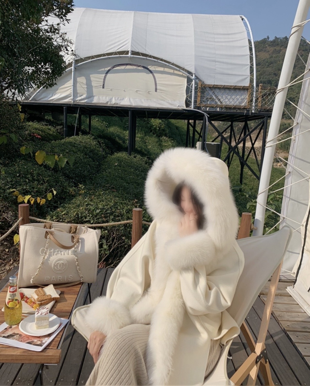 Fur coat offwhite&pink〖No.SU04/OB12〗