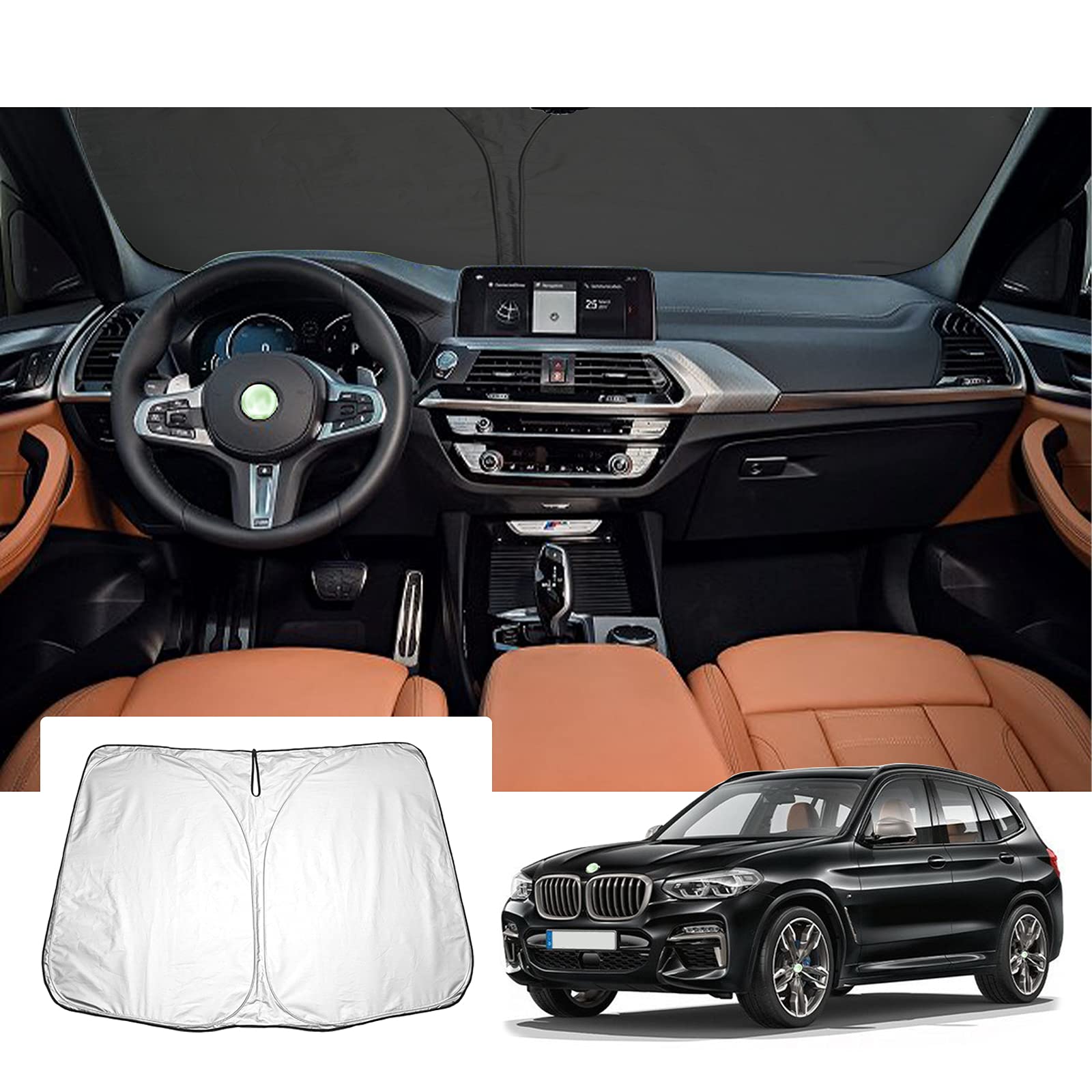 【GAFAT】 BMW X3 3代目 G01 2018+ 専用 車用サンシェード フロントガラス用 UVカット 折り畳み 遮光 断熱 紫外線カット 日よけ 収納袋付 車中泊 軽量 取付簡単 インテリア 防犯対策