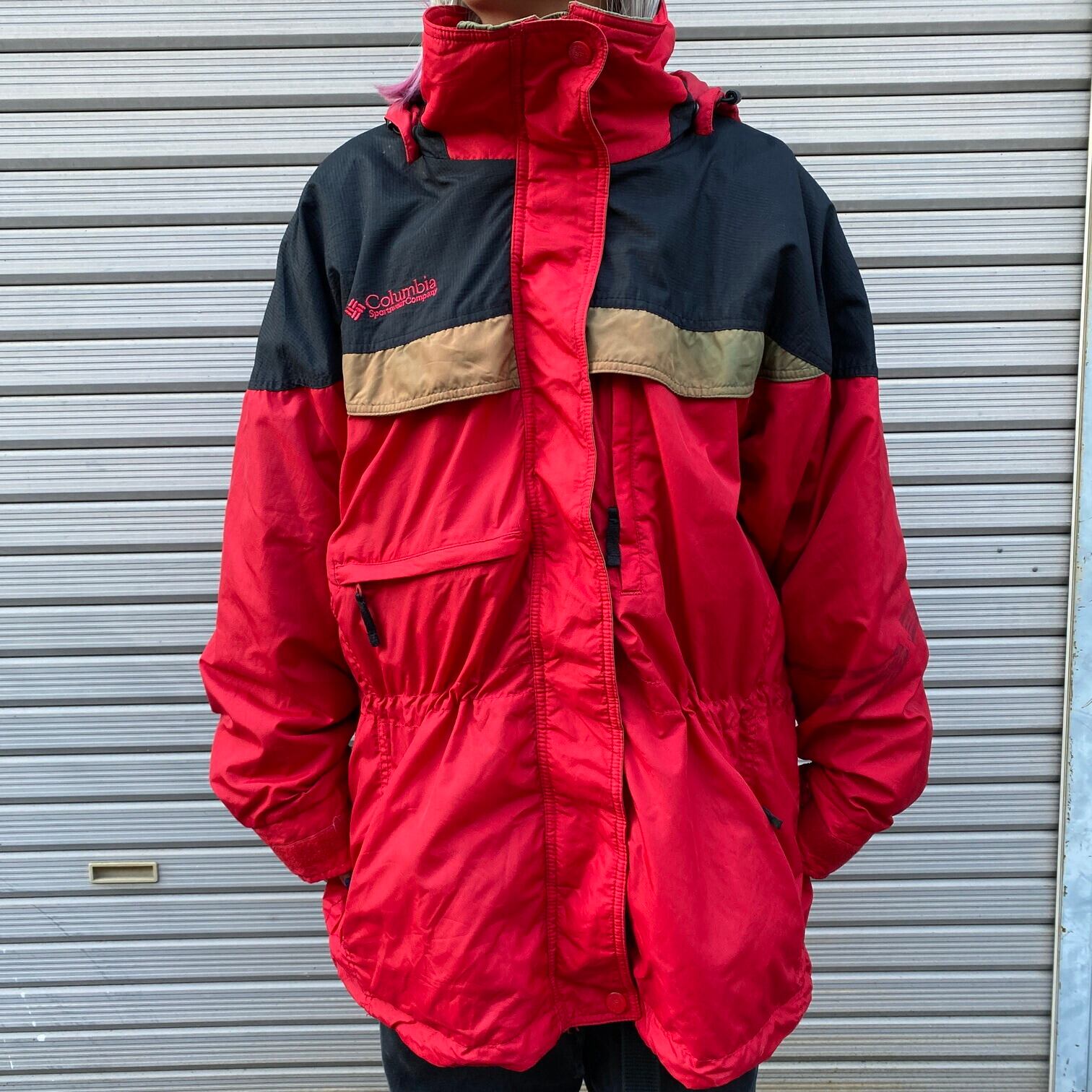 ビッグサイズ 90年代 Columbia コロンビア フード着脱式 マウンテンジャケット レディース2XL 古着 90s ヴィンテージ ビンテージ  ハイネック ナイロンジャケット レッド×ブラック×ブラウン【アウトドアジャケット】【CS2301-40】【3anniv】 | cave ...