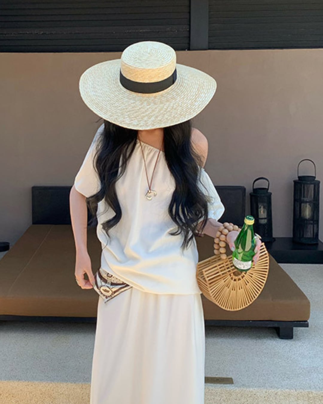 ラフィアワイドストローハット G25096