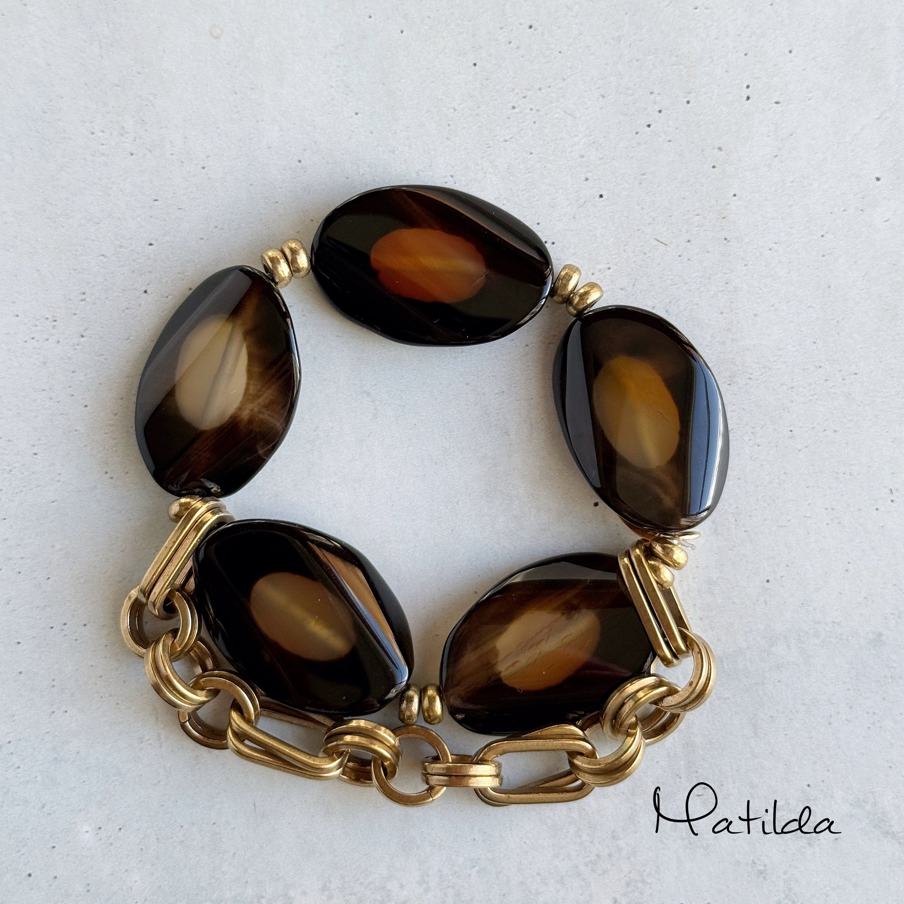 Chain & stone bracelet(アイアゲート)