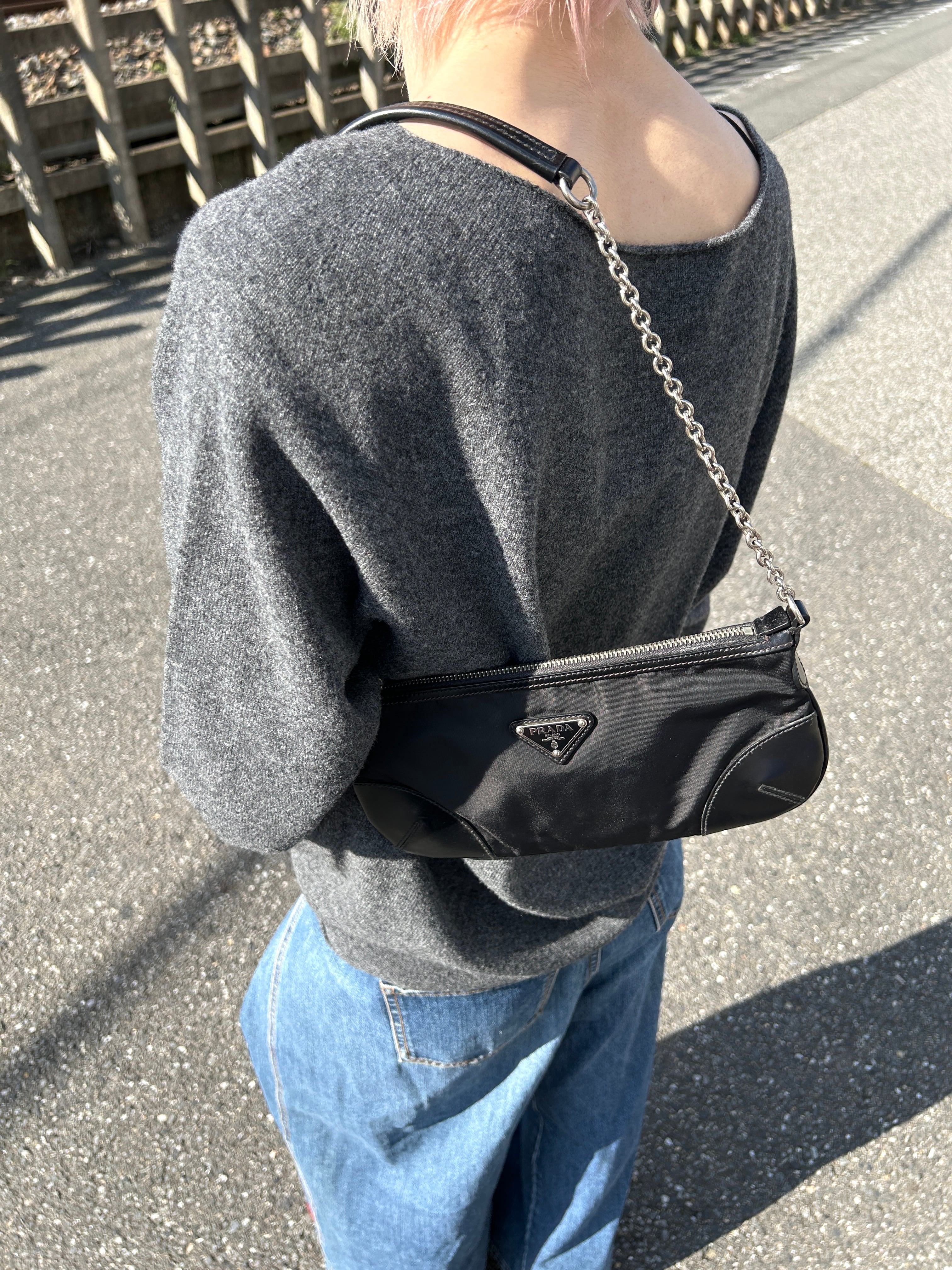 PRADA プラダ ショルダーバッグ ブラック トライアングルロゴ PVC